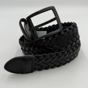 London Fog Braided Belt Mens Size 34 Black Dress Work Casual Golf READ